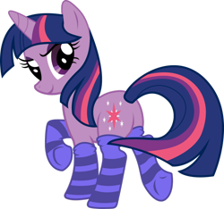 Size: 1024x958 | Tagged: safe, artist:kennyklent, derpibooru import, twilight sparkle, unicorn twilight, pony, unicorn, clothes, female, mare, socks, solo, striped socks, underhoof