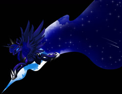 Size: 1312x1012 | Tagged: safe, artist:o0dragon0o, princess luna, alicorn, pony, eyes closed, solo, spread wings