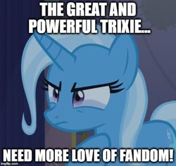 Size: 530x500 | Tagged: safe, derpibooru import, edit, edited screencap, screencap, trixie, pony, unicorn, no second prances, bronybait, crying, engrish, female, grammar error, great and powerful, image macro, mare, meme, solo, teary eyes, text, third person, trixie yells at everything