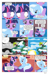 Size: 864x1296 | Tagged: safe, artist:dekomaru, derpibooru import, trixie, twilight sparkle, pony, unicorn, comic:the greatest gift, artifact, bandage, bed, comic, crying, female, golden oaks library, lesbian, mare, prone, shipping, twixie