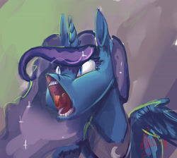 Size: 3000x2689 | Tagged: safe, artist:alumx, princess luna, alicorn, pony, faic, flehmen response, glare, hoers, horn, horses doing horse things, hwæt, jewelry, nose wrinkle, open mouth, regalia, solo, spread wings, tongue out, wide eyes, wings