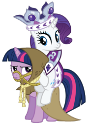 Size: 5000x7000 | Tagged: safe, artist:midnight--blitz, derpibooru import, clover the clever, princess platinum, rarity, twilight sparkle, pony, unicorn, hearth's warming eve (episode), .ai available, absurd resolution, bridle, ponies riding ponies, riding, simple background, transparent background, unamused, vector