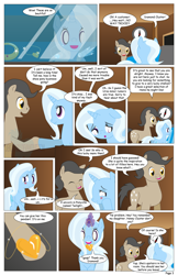 Size: 792x1224 | Tagged: safe, artist:dekomaru, derpibooru import, trixie, oc, oc:diamond clister, earth pony, pony, unicorn, comic:the greatest gift, comic, jewelry, magic, male, necklace, stallion