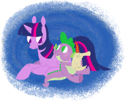 Size: 800x649 | Tagged: safe, artist:katseartist, derpibooru import, spike, twilight sparkle, dragon, pony, unicorn, female, mare