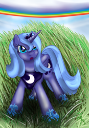 Size: 1024x1468 | Tagged: safe, artist:sonicrainboom93, princess luna, alicorn, pony, rainbow, s1 luna, solo