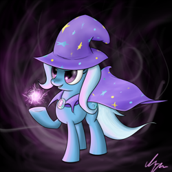 Size: 1200x1200 | Tagged: safe, artist:sameasusual, derpibooru import, trixie, pony, unicorn, blue coat, female, horn, magic, mare, solo, two toned mane