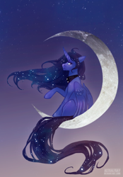 Size: 874x1255 | Tagged: safe, artist:naminzo, princess luna, alicorn, pony, moon, solo, tangible heavenly object