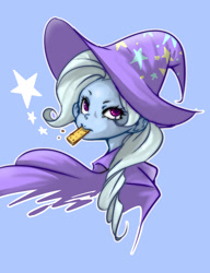 Size: 1000x1305 | Tagged: safe, artist:ddd1983, derpibooru import, trixie, equestria girls, cape, clothes, crackers, cute, diatrixes, food, hat, peanut butter, peanut butter crackers, that human sure does love peanut butter crackers, trixie's cape, trixie's hat