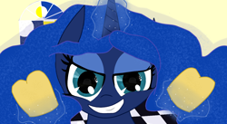 Size: 1280x700 | Tagged: safe, artist:majic-namie, princess luna, alicorn, pony, solo, toast, toaster