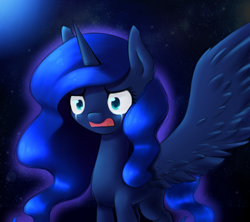 Size: 800x711 | Tagged: safe, artist:avialexis25, princess luna, alicorn, pony, angry, fear, regret, sadness, shame, solo