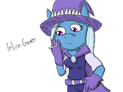 Size: 1024x768 | Tagged: safe, artist:feline-gamer, derpibooru import, trixie, anthro, 30 minute art challenge, cowgirl, smoking