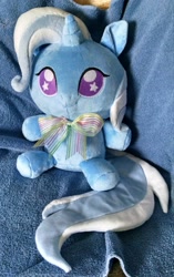 Size: 2136x3409 | Tagged: safe, artist:bakufoon, derpibooru import, trixie, pony, unicorn, cute, diatrixes, floppy pony, irl, photo, plushie, solo, starry eyes, wingding eyes