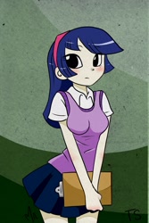 Size: 1400x2100 | Tagged: safe, artist:gatodelfuturo, derpibooru import, twilight sparkle, clothes, humanized, skirt, solo