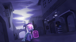 Size: 1920x1080 | Tagged: dead source, safe, artist:denial-is-tragic, derpibooru import, trixie, pony, unicorn, cape, cloak, clothes, female, fireworks, glowing horn, hat, lens flare, magic, mare, raised hoof, solo, telekinesis, trixie's cape, trixie's hat