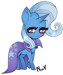 Size: 731x870 | Tagged: safe, artist:newvagabond, derpibooru import, trixie, pony, unicorn, blue coat, chibi, female, horn, mare, solo, two toned mane