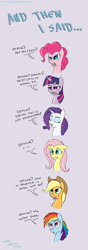 Size: 783x2223 | Tagged: safe, artist:pooryorick, derpibooru import, applejack, fluttershy, pinkie pie, rainbow dash, rarity, twilight sparkle, earth pony, pegasus, pony, unicorn, bust, female, gray background, mane six, mare, portrait, simple background