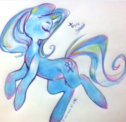 Size: 478x460 | Tagged: safe, artist:prodigymysoul, derpibooru import, trixie, pony, unicorn, blue coat, female, horn, mare, solo, traditional art, two toned mane