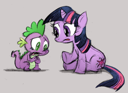 Size: 1220x894 | Tagged: safe, artist:pinkys1985, derpibooru import, spike, twilight sparkle, dragon, pony, unicorn, female, mare