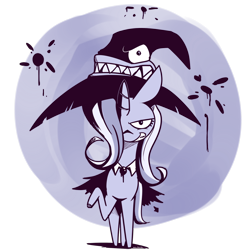 Size: 1250x1250 | Tagged: safe, artist:anibaruthecat, derpibooru import, trixie, pony, unicorn, female, grin, hair over one eye, hat, limited palette, mare, monochrome, raised hoof, smiling, solo, witch hat