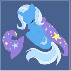 Size: 636x633 | Tagged: safe, artist:the-paper-pony, derpibooru import, trixie, pony, unicorn, blue coat, female, horn, mare, sleeping, solo, two toned mane