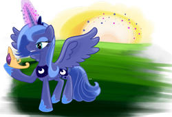 Size: 1313x900 | Tagged: safe, artist:nuclearsuplexattack, princess luna, alicorn, pony, crown, magic, s1 luna, solo, sun, sun work