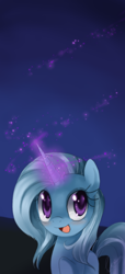 Size: 686x1500 | Tagged: dead source, safe, artist:loyaldis, derpibooru import, trixie, pony, unicorn, blushing, female, glowing horn, happy, magic, smiling, solo