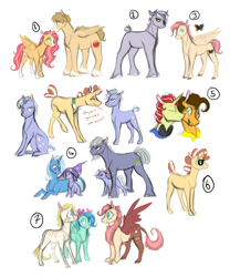 Size: 7200x8640 | Tagged: safe, artist:xenalollie, derpibooru import, cheese sandwich, flim, limestone pie, trixie, oc, oc:anomaly, oc:apple strudel, oc:autumn apple, oc:mineral spring, oc:monarch apple, oc:moonstone pie, oc:sahara sunrise, butterfly, draconequus, hybrid, pony, unicorn, zony, absurd resolution, clothes, female, gay, hat, interspecies offspring, kissing, magical lesbian spawn, male, mare, next generation, offspring, parent:aloe, parent:applejack, parent:discord, parent:fluttershy, parent:limestone pie, parent:prince blueblood, parent:trixie, parent:zecora, parent:zephyr breeze, parents:appleshy, parents:bluecora, parents:discoshy, species swap, stallion, trixie's hat