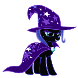 Size: 1830x1841 | Tagged: safe, artist:durpy, color edit, derpibooru import, nightmare moon, trixie, pony, unicorn, cape, clothes, female, fusion, hat, mare, simple background, solo, transparent background, trixie's cape, trixie's hat, vector