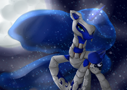 Size: 4092x2893 | Tagged: safe, artist:queensransom, princess luna, alicorn, pony, armor, moon, solo, warrior luna