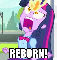 Size: 236x250 | Tagged: safe, edit, edited screencap, screencap, twilight sparkle, equestria girls, equestria girls (movie), caption, cropped, exploitable meme, hitman reborn, image macro, meme, reborn, solo, twiscream