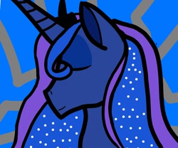 Size: 1200x1000 | Tagged: safe, artist:randomnameher3, princess luna, alicorn, pony, abstract background, eyes closed, portrait, smirk, solo