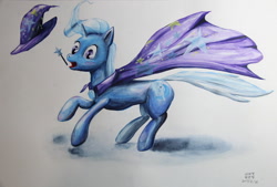 Size: 1086x736 | Tagged: safe, artist:egspony, derpibooru import, trixie, traditional art, wand, wind