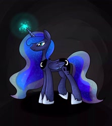 Size: 1820x2048 | Tagged: safe, artist:scarlet-spectrum, princess luna, alicorn, pony, black background, magic, simple background, solo