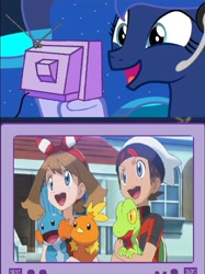 Size: 643x858 | Tagged: safe, princess luna, alicorn, pony, exploitable meme, gamer luna, may, meme, mudkip, obligatory pony, pokémon, pokémon omega ruby and alpha sapphire, ruby, torchic, treecko, tv meme