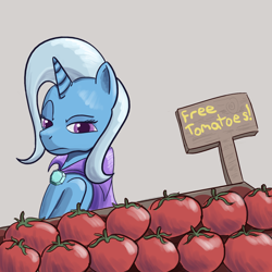 Size: 1500x1500 | Tagged: safe, artist:popprocks, derpibooru import, trixie, tomato, tomatoes