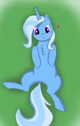 Size: 1399x2200 | Tagged: safe, artist:akkiv, derpibooru import, trixie, blushing, heart, imminent belly rub, smiling