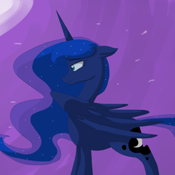 Size: 1600x1600 | Tagged: safe, artist:violetandblaire, princess luna, alicorn, pony, floppy ears, night, solo