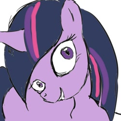 Size: 500x500 | Tagged: safe, artist:snus-kun, derpibooru import, twilight sparkle, pony, unicorn, female, mare, purple coat, solo, stare