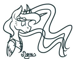 Size: 1024x768 | Tagged: safe, artist:nothin-but-my-bones, princess luna, alicorn, pony, lunadoodle, monochrome, solo