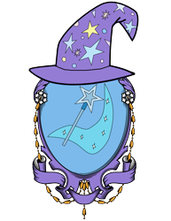 Size: 1445x1870 | Tagged: safe, artist:lord-giampietro, derpibooru import, trixie, cape, clothes, coat of arms, hat, heraldry, no pony, simple background, transparent background, trixie's cape, trixie's hat, wizard hat