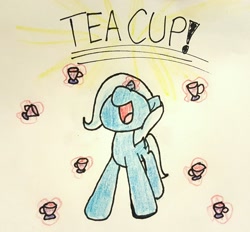 Size: 2537x2350 | Tagged: safe, artist:techreel, derpibooru import, trixie, pony, unicorn, all bottled up, cup, teacup, that pony sure does love teacups, traditional art