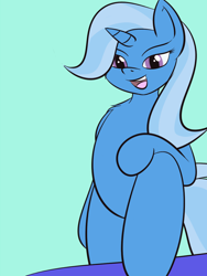 Size: 750x1000 | Tagged: safe, artist:vixyhooves, derpibooru import, trixie, pony, bipedal, smiling