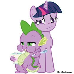 Size: 900x900 | Tagged: safe, artist:sirspikensons, derpibooru import, spike, twilight sparkle, dragon, it's about time, ice cream, simple background, transparent background, vector