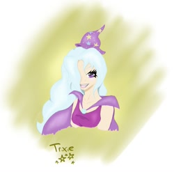 Size: 899x888 | Tagged: safe, artist:aimihime, derpibooru import, trixie, humanized, solo