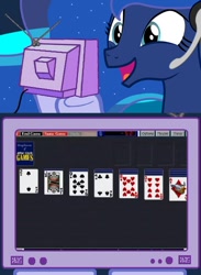 Size: 562x769 | Tagged: safe, princess luna, alicorn, pony, after dark games, exploitable meme, gamer luna, meme, obligatory pony, solitaire, tv meme