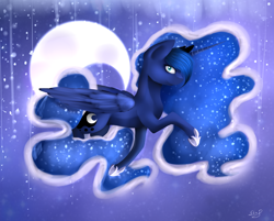 Size: 3580x2884 | Tagged: safe, artist:skajcia, princess luna, alicorn, pony, female, horn, mare, moon, solo