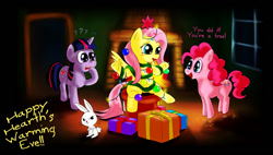 Size: 950x541 | Tagged: safe, artist:fadri, derpibooru import, angel bunny, fluttershy, pinkie pie, twilight sparkle, earth pony, pegasus, pony, comic:and that's how equestria was made, fluttertree