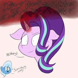 Size: 1280x1280 | Tagged: safe, artist:goldenled, derpibooru import, starlight glimmer, trixie, pony, unicorn, anger magic, bitch, female, floppy ears, magic, mare, vulgar