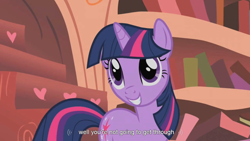 Size: 900x506 | Tagged: safe, derpibooru import, screencap, twilight sparkle, pony, unicorn, female, mare, purple coat, solo, youtube caption