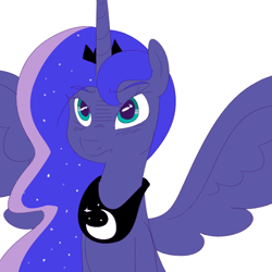 Size: 1000x1000 | Tagged: safe, artist:khorme, princess luna, alicorn, pony, nose wrinkle, pouting, solo, spread wings